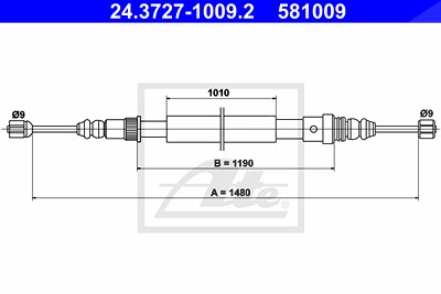 Ate Seilzug, Feststellbremse [Hersteller-Nr. 24.3727-1009.2] für Renault von ATE