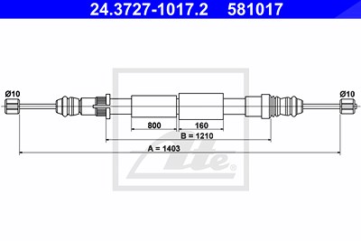 Ate Seilzug, Feststellbremse [Hersteller-Nr. 24.3727-1017.2] für Renault von ATE