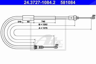 Ate Seilzug, Feststellbremse [Hersteller-Nr. 24.3727-1084.2] für Renault von ATE