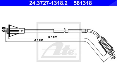 Ate Seilzug, Feststellbremse [Hersteller-Nr. 24.3727-1318.2] für Volvo von ATE