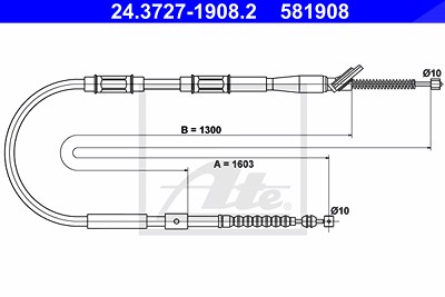Ate Seilzug, Feststellbremse [Hersteller-Nr. 24.3727-1908.2] für Toyota von ATE