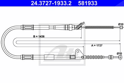 Ate Seilzug, Feststellbremse [Hersteller-Nr. 24.3727-1933.2] für Toyota von ATE
