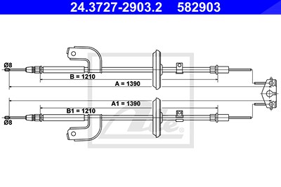 Ate Seilzug, Feststellbremse [Hersteller-Nr. 24.3727-2903.2] für Chevrolet von ATE