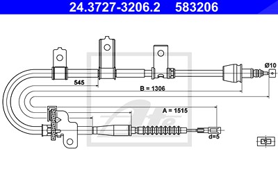 Ate Seilzug, Feststellbremse [Hersteller-Nr. 24.3727-3206.2] für Kia von ATE