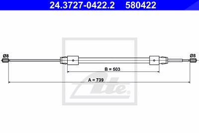 Ate Seilzug, Feststellbremse [Hersteller-Nr. 24.3727-0422.2] für Mercedes-Benz von ATE