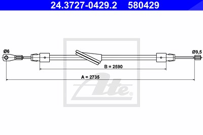 Ate Seilzug, Feststellbremse [Hersteller-Nr. 24.3727-0429.2] für Mercedes-Benz von ATE