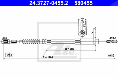 Ate Seilzug, Feststellbremse [Hersteller-Nr. 24.3727-0455.2] für Mercedes-Benz von ATE