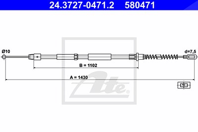 Ate Seilzug, Feststellbremse [Hersteller-Nr. 24.3727-0471.2] für Mercedes-Benz von ATE