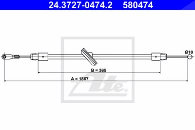 Ate Seilzug, Feststellbremse [Hersteller-Nr. 24.3727-0474.2] für Mercedes-Benz von ATE