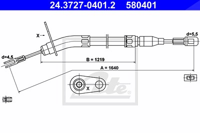 Ate Seilzug, Feststellbremse [Hersteller-Nr. 24.3727-0401.2] für Mercedes-Benz von ATE