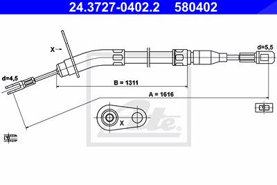 Ate Seilzug, Feststellbremse [Hersteller-Nr. 24.3727-0402.2] für Mercedes-Benz von ATE