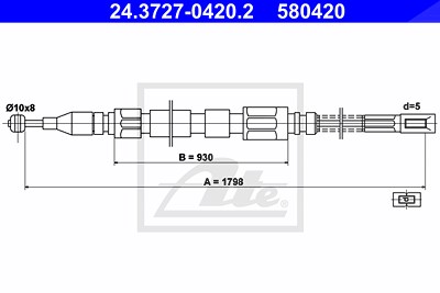 Ate Seilzug, Feststellbremse [Hersteller-Nr. 24.3727-0420.2] für Mercedes-Benz von ATE