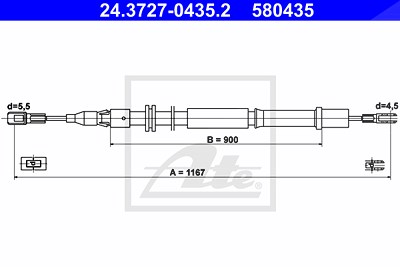 Ate Seilzug, Feststellbremse [Hersteller-Nr. 24.3727-0435.2] für Mercedes-Benz von ATE