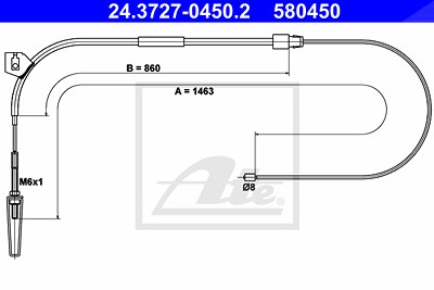 Ate Seilzug, Feststellbremse [Hersteller-Nr. 24.3727-0450.2] für Mercedes-Benz von ATE