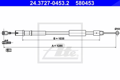 Ate Seilzug, Feststellbremse [Hersteller-Nr. 24.3727-0453.2] für Mercedes-Benz von ATE