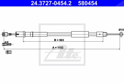 Ate Seilzug, Feststellbremse [Hersteller-Nr. 24.3727-0454.2] für Mercedes-Benz von ATE