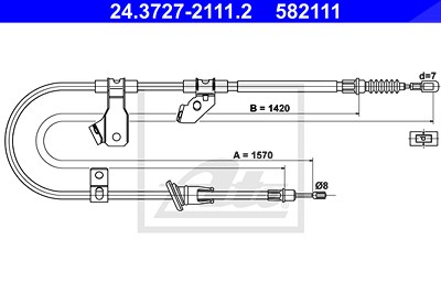 Ate Seilzug, Feststellbremse [Hersteller-Nr. 24.3727-2111.2] für Mitsubishi von ATE