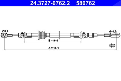 Ate Seilzug, Feststellbremse [Hersteller-Nr. 24.3727-0762.2] für Nissan, Opel, Renault von ATE