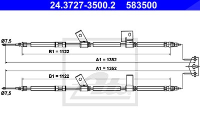 Ate Seilzug, Feststellbremse [Hersteller-Nr. 24.3727-3500.2] für Opel von ATE
