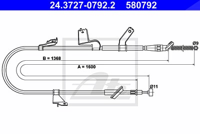 Ate Seilzug, Feststellbremse [Hersteller-Nr. 24.3727-0792.2] für Opel, Suzuki von ATE