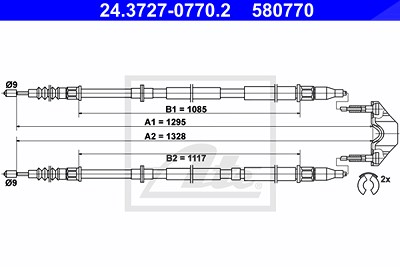 Ate Seilzug, Feststellbremse [Hersteller-Nr. 24.3727-0770.2] für Opel, Vauxhall von ATE