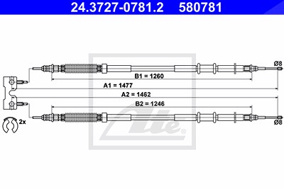 Ate Seilzug, Feststellbremse [Hersteller-Nr. 24.3727-0781.2] für Opel, Vauxhall von ATE