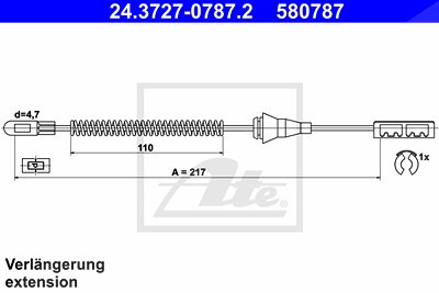 Ate Seilzug, Feststellbremse [Hersteller-Nr. 24.3727-0787.2] für Opel von ATE