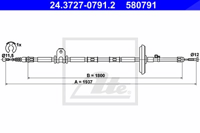 Ate Seilzug, Feststellbremse [Hersteller-Nr. 24.3727-0791.2] für Opel, Vauxhall von ATE