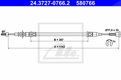 Ate Seilzug, Feststellbremse [Hersteller-Nr. 24.3727-0766.2] für Opel von ATE