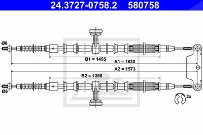 Ate Seilzug, Feststellbremse [Hersteller-Nr. 24.3727-0758.2] für Opel von ATE