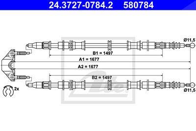 Ate Seilzug, Feststellbremse [Hersteller-Nr. 24.3727-0784.2] für Opel von ATE