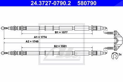 Ate Seilzug, Feststellbremse [Hersteller-Nr. 24.3727-0790.2] für Opel von ATE