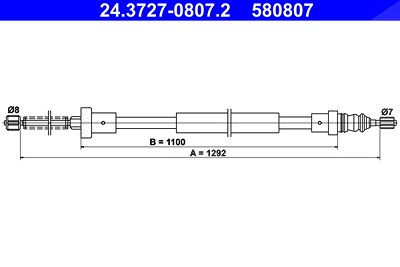 Ate Seilzug, Feststellbremse [Hersteller-Nr. 24.3727-0807.2] für Peugeot von ATE