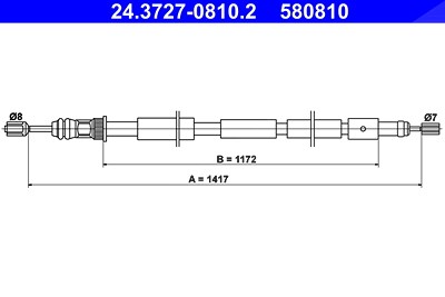 Ate Seilzug, Feststellbremse [Hersteller-Nr. 24.3727-0810.2] für Peugeot von ATE