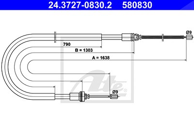 Ate Seilzug, Feststellbremse [Hersteller-Nr. 24.3727-0830.2] für Peugeot von ATE