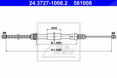 Ate Seilzug, Feststellbremse [Hersteller-Nr. 24.3727-1008.2] für Renault von ATE