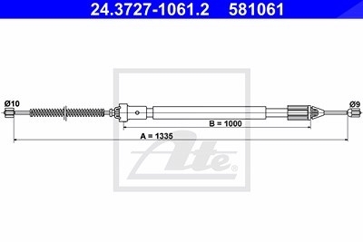 Ate Seilzug, Feststellbremse [Hersteller-Nr. 24.3727-1061.2] für Renault von ATE