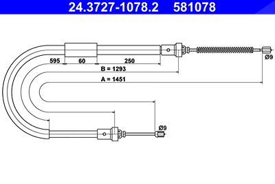 Ate Seilzug, Feststellbremse [Hersteller-Nr. 24.3727-1078.2] für Renault von ATE