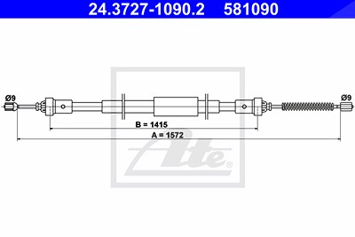 Ate Seilzug, Feststellbremse [Hersteller-Nr. 24.3727-1090.2] für Renault von ATE