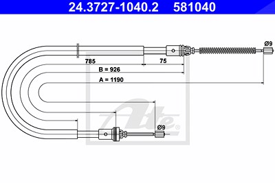 Ate Seilzug, Feststellbremse [Hersteller-Nr. 24.3727-1040.2] für Renault von ATE