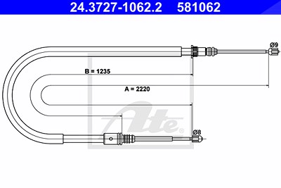 Ate Seilzug, Feststellbremse [Hersteller-Nr. 24.3727-1062.2] für Renault von ATE