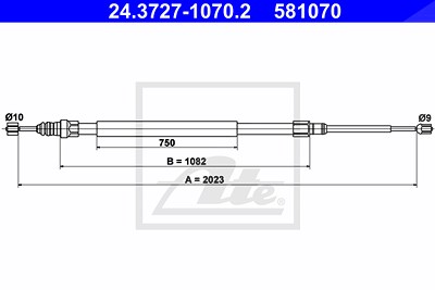 Ate Seilzug, Feststellbremse [Hersteller-Nr. 24.3727-1070.2] für Renault von ATE