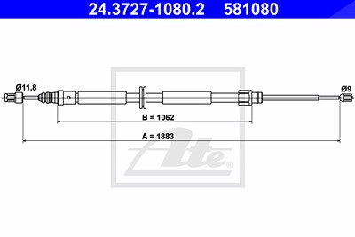Ate Seilzug, Feststellbremse [Hersteller-Nr. 24.3727-1080.2] für Renault von ATE
