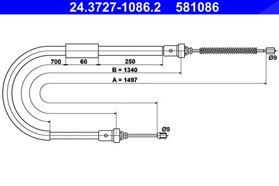 Ate Seilzug, Feststellbremse [Hersteller-Nr. 24.3727-1086.2] für Renault von ATE