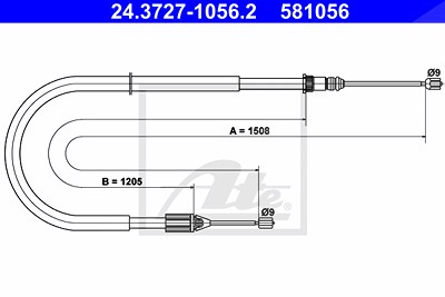 Ate Seilzug, Feststellbremse [Hersteller-Nr. 24.3727-1056.2] für Renault von ATE