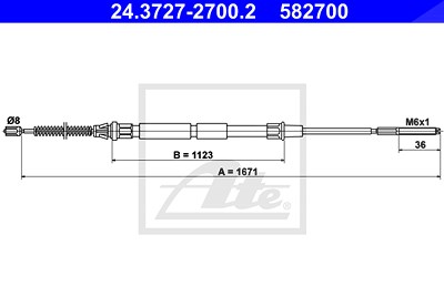 Ate Seilzug, Feststellbremse [Hersteller-Nr. 24.3727-2700.2] für Seat, VW von ATE