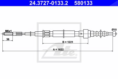 Ate Seilzug, Feststellbremse [Hersteller-Nr. 24.3727-0133.2] für Seat, VW von ATE