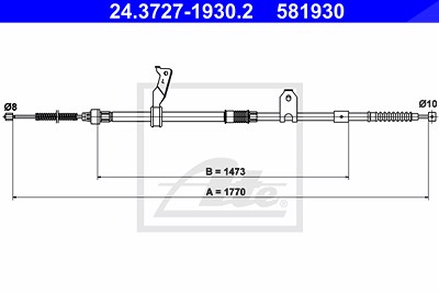 Ate Seilzug, Feststellbremse [Hersteller-Nr. 24.3727-1930.2] für Toyota von ATE