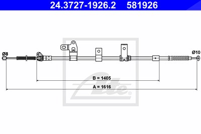 Ate Seilzug, Feststellbremse [Hersteller-Nr. 24.3727-1926.2] für Toyota von ATE