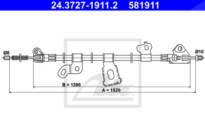 Ate Seilzug, Feststellbremse [Hersteller-Nr. 24.3727-1911.2] für Toyota von ATE